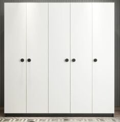 Magnum 5 Kapaklı Dolap Gardırop Füme Beyaz - Ücretsiz Kurulum