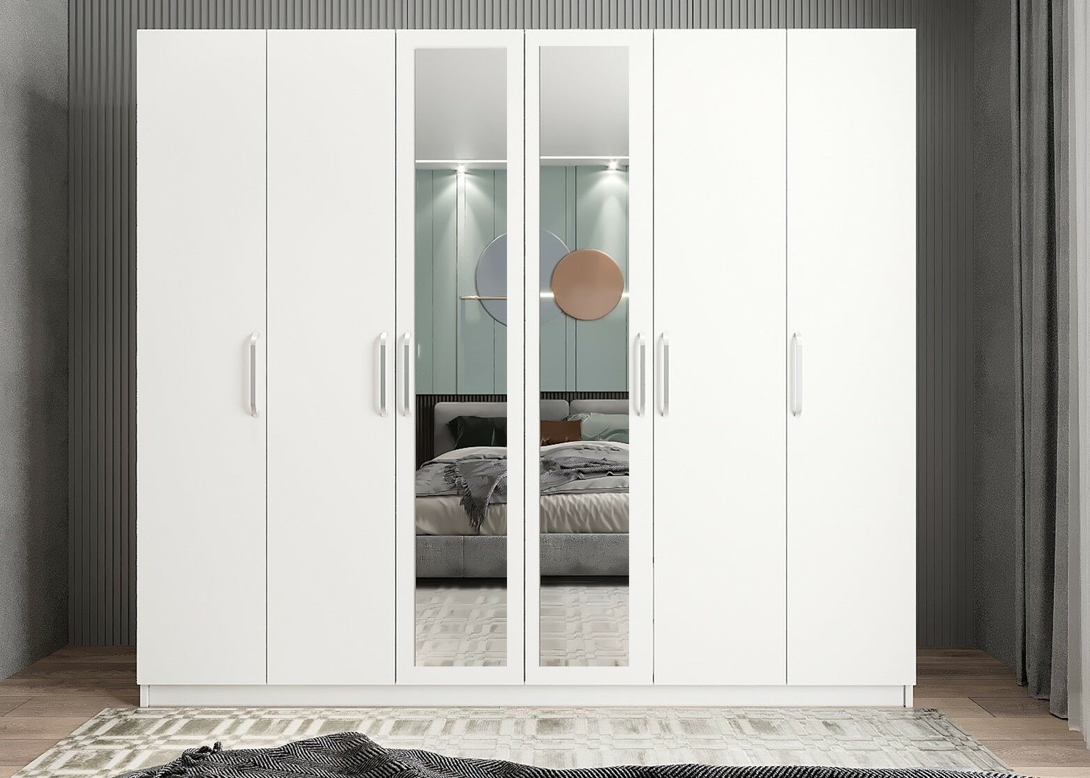 Diana 6 Kapaklı Dolap Gardırop Beyaz - Ücretsiz Kurulum