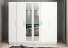 Diana 6 Kapaklı Dolap Gardırop Beyaz - Ücretsiz Kurulum