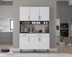 Maya Kahve Köşesi Çok Amaçlı Dolap Kiler Mutfak Dolabı Füme Beyaz Ücretsiz Kurulum Ölçü Seçenekli