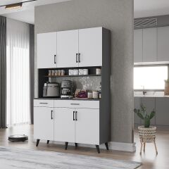 Maya Kahve Köşesi Çok Amaçlı Dolap Kiler Mutfak Dolabı Füme Beyaz Ücretsiz Kurulum Ölçü Seçenekli