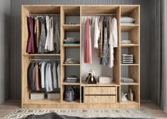 Diana 6 Kapaklı Dolap Gardırop Çam - Ücretsiz Kurulum