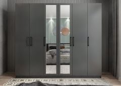 Diana 6 Kapaklı Dolap Gardırop Füme - Ücretsiz Kurulum