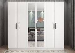 Alessi 6 Kapaklı Dolap Gardırop Beyaz - Ücretsiz Kurulum