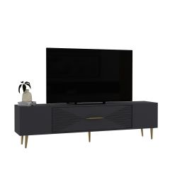 Motif Tv Sehpası Tv Ünitesi Antrasit Altın