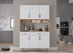 Maya Kahve Köşesi Çok Amaçlı Dolap Kiler Mutfak Dolabı Çam Beyaz Ücretsiz Kurulum Ölçü Seçenekli