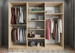 Alessi 6 Kapaklı Dolap Gardırop Meşe- Ücretsiz Kurulum