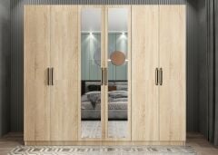 Alessi 6 Kapaklı Dolap Gardırop Meşe- Ücretsiz Kurulum