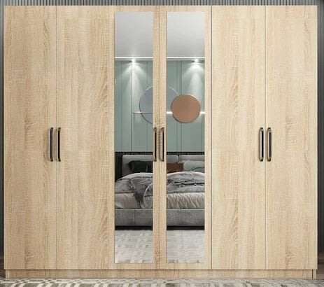 Alessi 6 Kapaklı Dolap Gardırop Meşe- Ücretsiz Kurulum