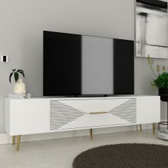 Motif Tv Sehpası Tv Ünitesi Beyaz Altın