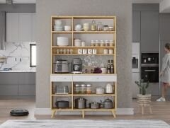 Maya Kahve Köşesi Çok Amaçlı Dolap Kiler Mutfak Dolabı Meşe Beyaz Ücretsiz Kurulum Ölçü Seçenekli