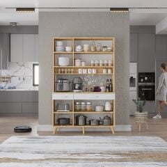 Maya Kahve Köşesi Çok Amaçlı Dolap Kiler Mutfak Dolabı Meşe Beyaz Ücretsiz Kurulum Ölçü Seçenekli