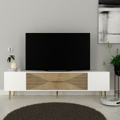 Motif Tv Sehpası Tv Ünitesi Beyaz Safirmeşe Gümüş