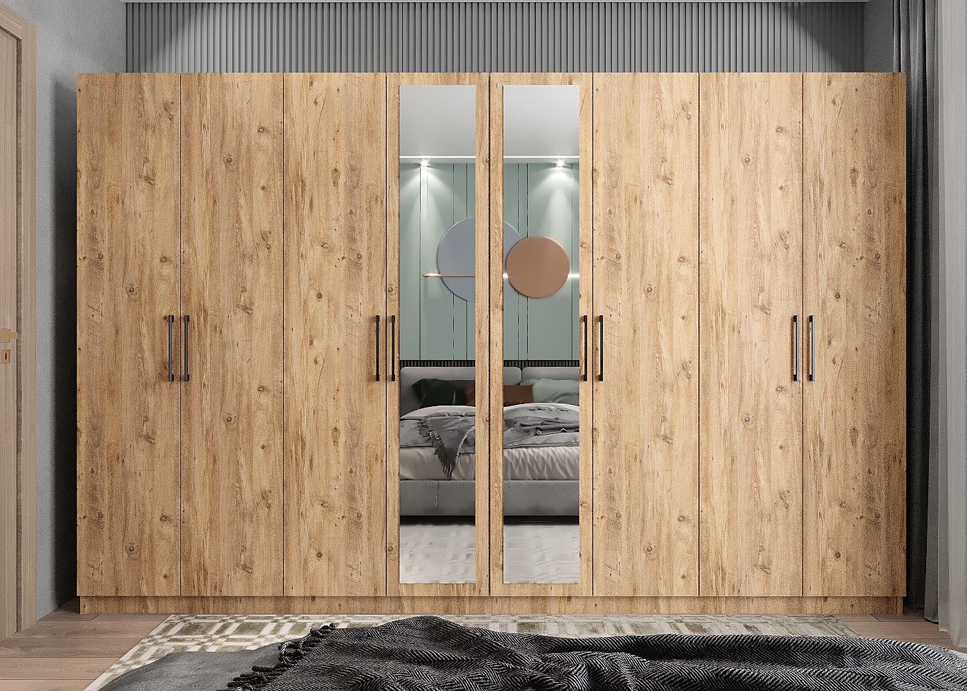 Terra 8 Kapaklı Dolap Gardırop Çam - Ücretsiz Kurulum