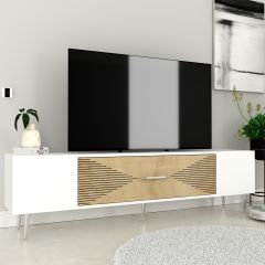 Motif Tv Sehpası Tv Ünitesi Beyaz Safirmeşe Altın