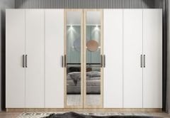 Terra 8 Kapaklı Dolap Gardırop Meşe Beyaz - Ücretsiz Kurulum