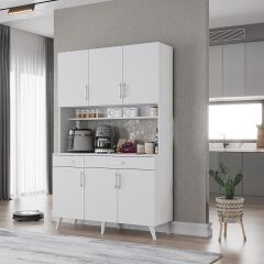 Maya Kahve Köşesi Çok Amaçlı Dolap Kiler Mutfak Dolabı Beyaz Ücretsiz Kurulum Ölçü Seçenekli