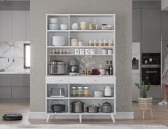 Maya Kahve Köşesi Çok Amaçlı Dolap Kiler Mutfak Dolabı Beyaz Ücretsiz Kurulum Ölçü Seçenekli