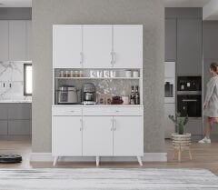 Maya Kahve Köşesi Çok Amaçlı Dolap Kiler Mutfak Dolabı Beyaz Ücretsiz Kurulum Ölçü Seçenekli