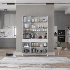 Maya Kahve Köşesi Çok Amaçlı Dolap Kiler Mutfak Dolabı Beyaz Ücretsiz Kurulum Ölçü Seçenekli