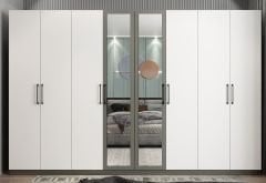 Terra 8 Kapaklı Dolap Gardırop Füme Beyaz - Ücretsiz Kurulum