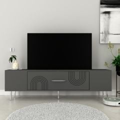 Valeria Tv Sehpası Tv Ünitesi Antrasit Gümüş