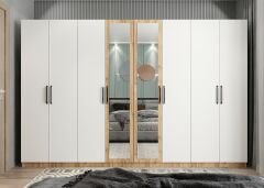 Terra 8 Kapaklı Dolap Gardırop Çam Beyaz - Ücretsiz Kurulum