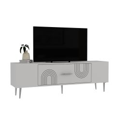 Valeria Tv Sehpası Tv Ünitesi Beyaz Gümüş