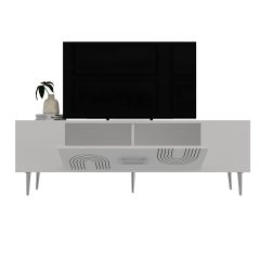 Valeria Tv Sehpası Tv Ünitesi Beyaz Gümüş