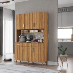 Maya Kahve Köşesi Çok Amaçlı Dolap Kiler Mutfak Dolabı Ceviz Ücretsiz Kurulum Ölçü Seçenekli