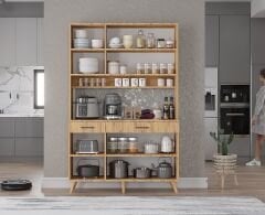 Maya Kahve Köşesi Çok Amaçlı Dolap Kiler Mutfak Dolabı Çam Ücretsiz Kurulum Ölçü Seçenekli