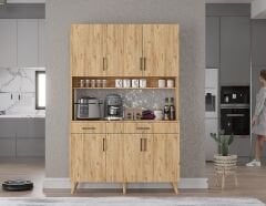 Maya Kahve Köşesi Çok Amaçlı Dolap Kiler Mutfak Dolabı Çam Ücretsiz Kurulum Ölçü Seçenekli