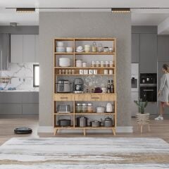 Maya Kahve Köşesi Çok Amaçlı Dolap Kiler Mutfak Dolabı Çam Ücretsiz Kurulum Ölçü Seçenekli