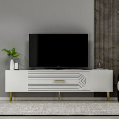 Camilla Tv Sehpası Tv Ünitesi Beyaz Altın