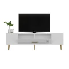 Camilla Tv Sehpası Tv Ünitesi Beyaz Altın