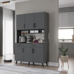 Maya Kahve Köşesi Çok Amaçlı Dolap Kiler Mutfak Dolabı Füme Ücretsiz Kurulum Ölçü Seçenekli