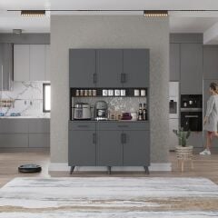 Maya Kahve Köşesi Çok Amaçlı Dolap Kiler Mutfak Dolabı Füme Ücretsiz Kurulum Ölçü Seçenekli