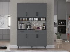 Maya Kahve Köşesi Çok Amaçlı Dolap Kiler Mutfak Dolabı Füme Ücretsiz Kurulum Ölçü Seçenekli