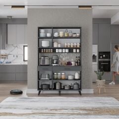 Maya Kahve Köşesi Çok Amaçlı Dolap Kiler Mutfak Dolabı Füme Ücretsiz Kurulum Ölçü Seçenekli