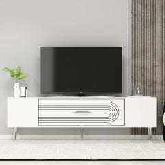 Camilla Tv Sehpası Tv Ünitesi Beyaz Gümüş