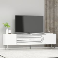 Camilla Tv Sehpası Tv Ünitesi Beyaz Gümüş