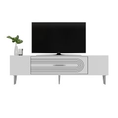 Camilla Tv Sehpası Tv Ünitesi Beyaz Gümüş