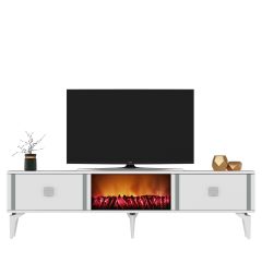 Zirve Tv Ünitesi Tv Sehpası Beyaz Gümüş