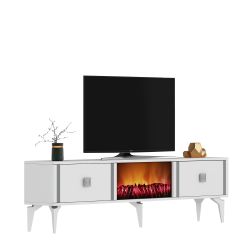 Zirve Tv Ünitesi Tv Sehpası Beyaz Gümüş