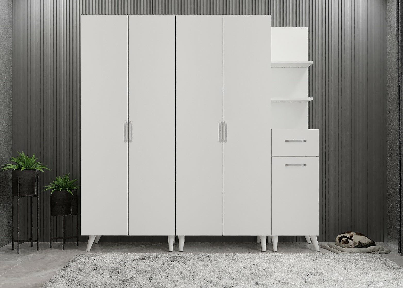 Begonya Portmanto Vestiyer Ayakkabılık Beyaz-Ücretsiz Kurulum