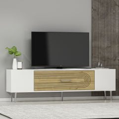 Camilla Tv Sehpası Tv Ünitesi Beyaz Safirmeşe Gümüş