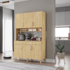 Maya Kahve Köşesi Çok Amaçlı Dolap Kiler Mutfak Dolabı Meşe Ücretsiz Kurulum Ölçü Seçenekli