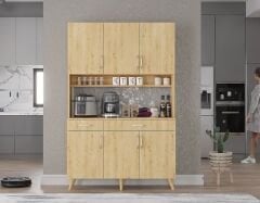 Maya Kahve Köşesi Çok Amaçlı Dolap Kiler Mutfak Dolabı Meşe Ücretsiz Kurulum Ölçü Seçenekli