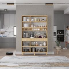 Maya Kahve Köşesi Çok Amaçlı Dolap Kiler Mutfak Dolabı Meşe Ücretsiz Kurulum Ölçü Seçenekli