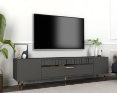 Bakü  Tv Sehpası Tv Ünitesi Antrasit Altın